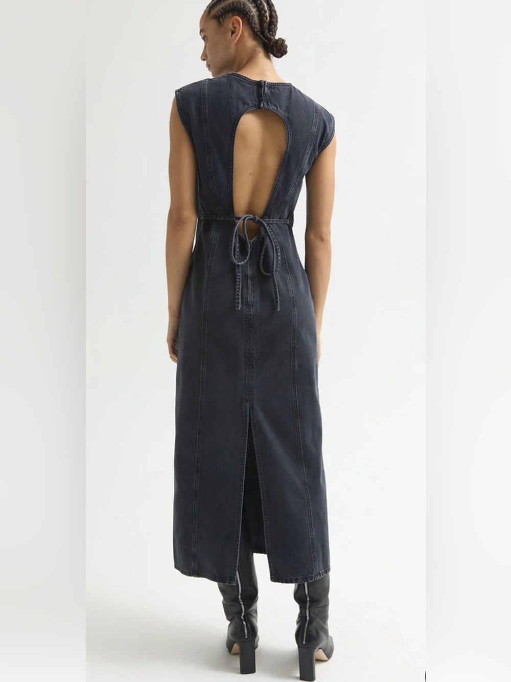 DALA Denim OPEN BACK DRESS blue denim size W24 - Picture 2 of 14